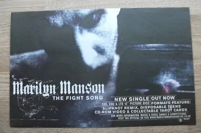 MARILYN MANSON THE FIGHT SONG - 2000  ORIGINAL MUSIC Magazine Advert 12 X 7 • $6.10