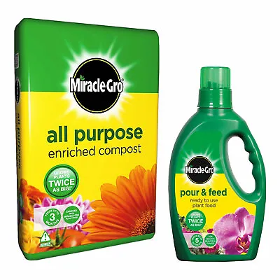 Miracle-Gro All Purpose Enriched Compost 40L Pour Feed Plant Food 1L Fertiliser • £6.49