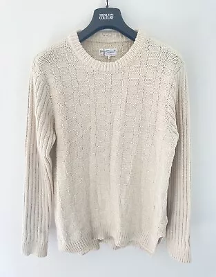 Gant Rugger The Chunkster Knit Round Neck Sweater Jumper Cream Beige L Large • £18