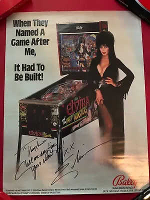 Elvira The Party Monsters Bally Pinball Autographed Signed Poster Rare Midway  • $200