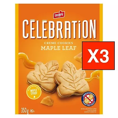 3x Boxes Leclerc Celebration Maple Leaf Creme Cookies 350g Each - CANADA FRESH • $25.13