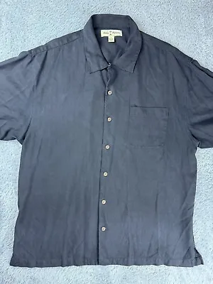 Tommy Bahamas Shirt Mens XL Black 100% Silk Short Sleeve Vintage • $29.99