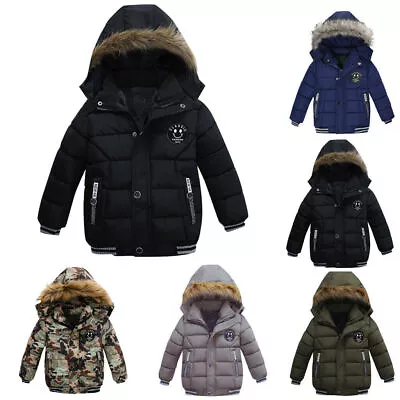 £17.99 • Buy For Kids Boys Warm Hooded Jacket Winter Coat Padded Thick Parka Outerwear UK