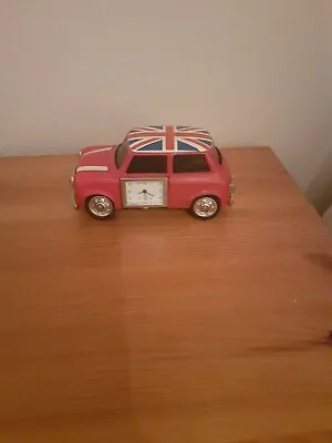 Miniature Union Jack British Red Mini Cooper Novelty Collectors Desk Clock 0445 • £25