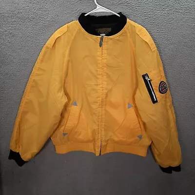 Vintage Jeep Jacket Adult Large Yellow Black Windbreaker Ripstop Outdoors Y2K • $24.88