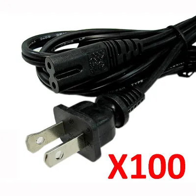 $89.97 • Buy Lot 100 US 2 Prong Pin 6ft AC Power Cord Cable Charge For PC Laptop Dell IBM HP