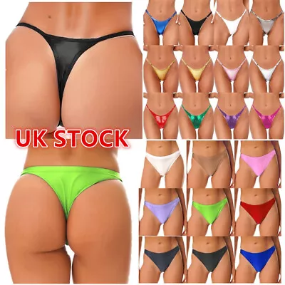 UK Women's Glossy Rave Dance Bottoms Low Rise Briefs High Cut Thongs Panties • £7.49