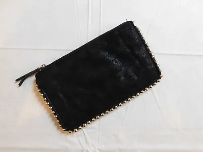 $15 • Buy Zara Woman Black Faux Suede Cluth With Metal Stud Hardware