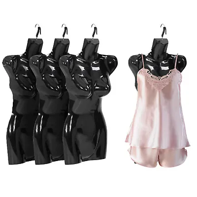 4PCS Female Mannequin Torso Dress Form Manikin Half Body Modle W/Metal Hook Blac • $35.99