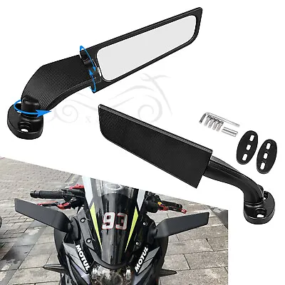 Adjust Wind Swivel Wing Fin Rearview Mirror For Suzuki Honda CBR1000RR CBR250R • $25.98