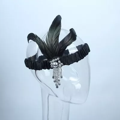 1920s Headband Feather 20s Bridal Gatsby Style Flapper Gangster Headpiece Black • $13.18