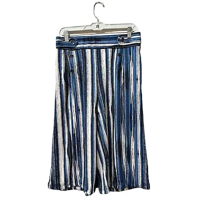 ROBERT LOUIS High Waist Wide Leg Sailor Pant Size Medium Blue White Stripes • $14.20