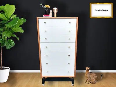 £575 • Buy G Plan E Gomme Oak Tallboy Chest Of Drawers - Chinese White - Mid-century