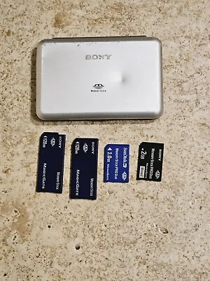 Lot Of 4 SanDisk & Sony Memory Stick Pro Magic Gate 128mb & 2GB Cards + Case  • $45