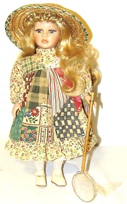 Collectors Choice 17  Vintage Butterfly Catcher Porcelain Doll W/Stand • $22