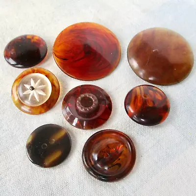 Assortment Of 8 Faux Tortoise Shell Lucite/Acrylic Buttons • $1.99