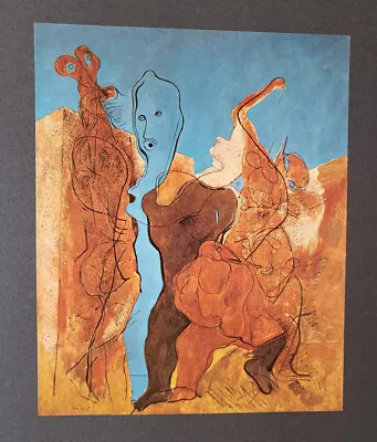 Max Ernst  Figures One Headless   Mounted Offset Color Lithograph 1977 • $39.99