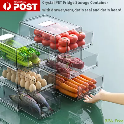 $28.99 • Buy Fridge Organiser Storage Box Food Container Kitchen Crystal Drawer Ins Style