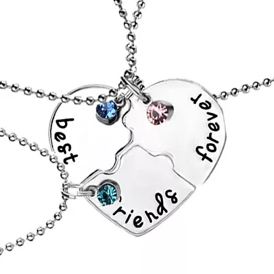 3Piece ''Best Friend Forever'' Stainless Steel Heart Pendant Necklace Friendship • $15.99