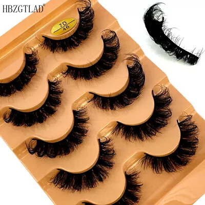 5pairs 3d Mink Lashes D Curl Short Russian Strip Lashes Makeup False Eyelashes • $2.98