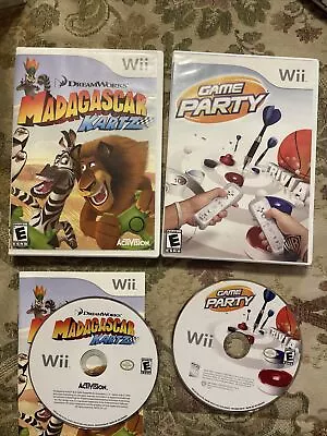 Madagascar Kartz & Game Party (Nintendo Wii 2009) Tested Works Great !! • $14.95