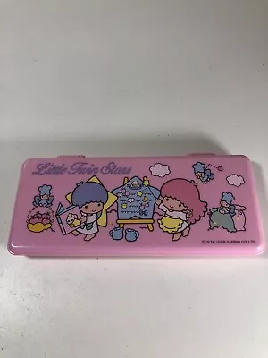 Sanrio Little Twin Stars Pencil Case Box Vintage Plastic 1988 Kiki Lala • $45.99