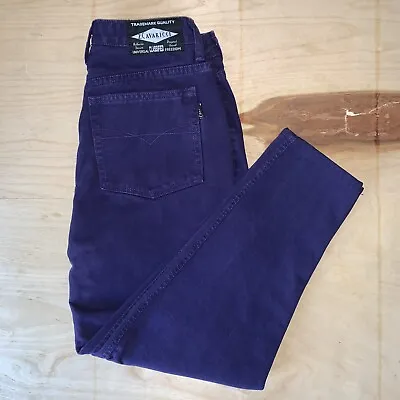 Vintage Z Cavaricci Denim Purple Jeans Tapered Leg USA Made Size 29x23.5 • $38.88