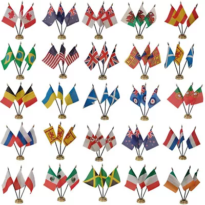£6.99 • Buy Triple Table Desk Flag 240+ Countries Fast & FREE UK Delivery!