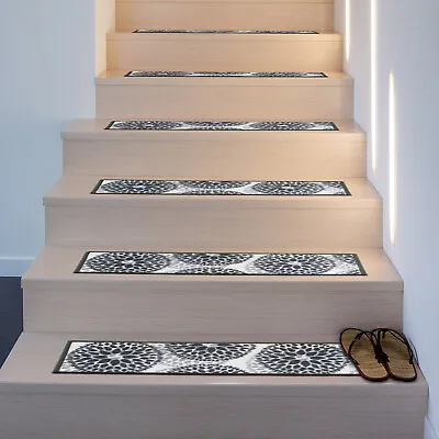 Stair Treads Rugs 4 Pcs Modern Floral Circles Non-Slip Stair Steps 8.6  X 26  • $33.59