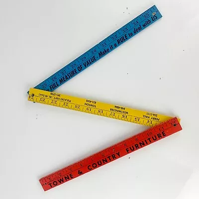 Vintage Advertising Tri Fold Wood Yardstick 3 Color 60s Towne Country Furniture • $15.84