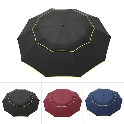 $25.59 • Buy Large Folding Umbrella 10Ribs130cm Extra Strong Windproof Rain Sun Protection ⊰