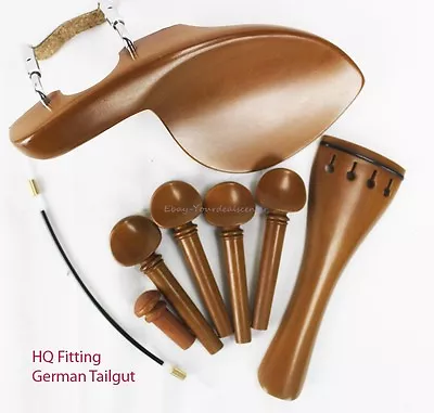 YDC Violin Boxwood Fitting 8 Piece Set --German Tailgut --Guarneri Chinrest • $38.50