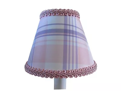 Pink & Lavender Purple Plaid Chandelier Shade 5  Mini Lamp Sconce Shade Baby • $5