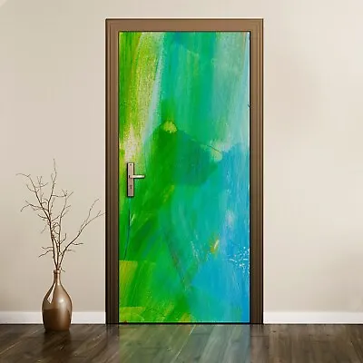 £43.95 • Buy Removable Door Sticker Mural Decal Painting Abstract Green Blue Picture