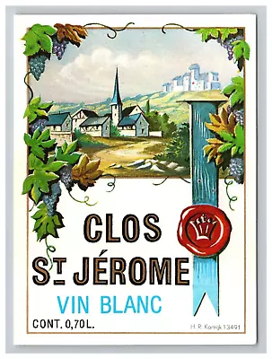 Vin Blanc Clos St Jerome Vintage White Wine Label Grapes Houses • $18.95