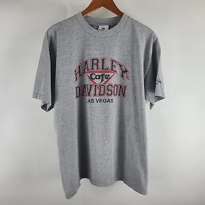Vintage 90s Harley Davidson Cafe Las Vegas Motorcycles Logo T Shirt Size XL  • $14