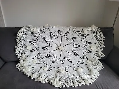 Stunning Baby Girls Light Cream Handmade Shawl/Blanket. Crochet. Keep Sake • £65