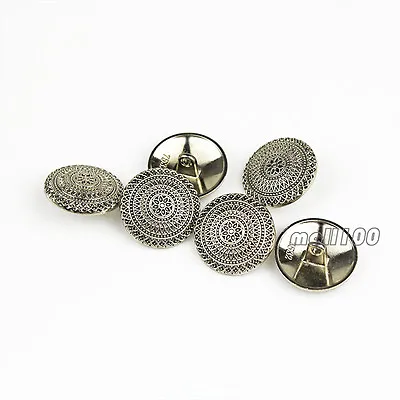 $2.99 • Buy 12pcs Bronze Silver Round Metal Shank Buttons Coat Sewing Flower Vintage Button