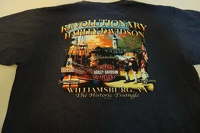 Harley Davidson Dealer T Shirt Large Williamsburg VA Revolutionary Historic Tria • $20