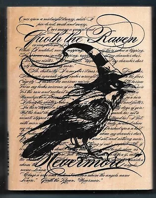 XL  RAVEN WITCH NEVERMORE BACKGROUND Halloween STAMPENDOUS NEW R152 RUBBER STAMP • $32.99