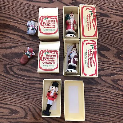 Vintage Holiday Memories Collector Ornaments Santa Mice NutCracker Set Of 5 IOB • $9.99