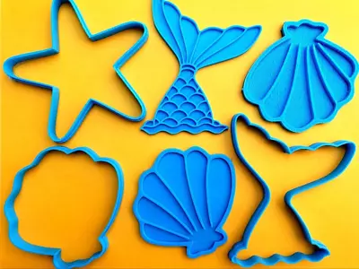 MERMAID TAIL SET Cookie Cutter & Embosser Stamps Set Fantasy  • $6.93