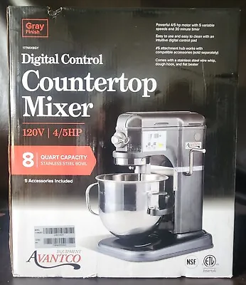 Avantco MIX8GY Dark Gray 8 Qt. Bowl Lift Countertop Mixer W/ Accessories • $465