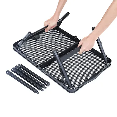 Lightweight Mesh BBQ Table Adjustabl Height Portable Carry Folding Camping Table • £29.95