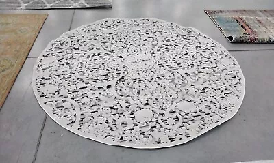 IVORY / GREY 8' X 8' Round Back Stain Rug Reduced Price 1172719553 CBN656A-8R • $90