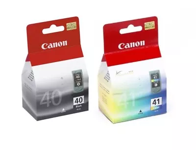 Genuine Original Canon 40 41 PG-40 Black & CL-41 Colour PIXMA Ink Cartridges • £34.95