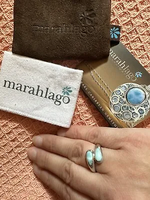 Marahlago Larimar Rare Caribbean Gemstone Ring Size 7 Sterling Silver  • $175