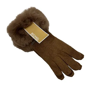 MICHAEL Michael Kors Women’s Gloves One Size Brown W/Faux Fur Stretch MSRP $78 • $42.40