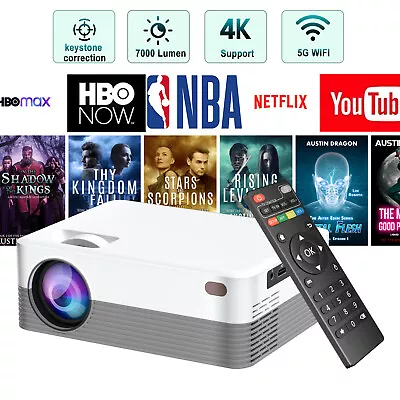 4K Mini Projector LED 1080P WiFi Bluetooth UHD 7000 Lumen Portable Home Theater • $70.29