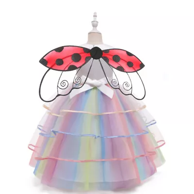  Ladybug Fairy Wings Prop Halloween Costumes For Girls Kids Teen Gifts Child • £10.69